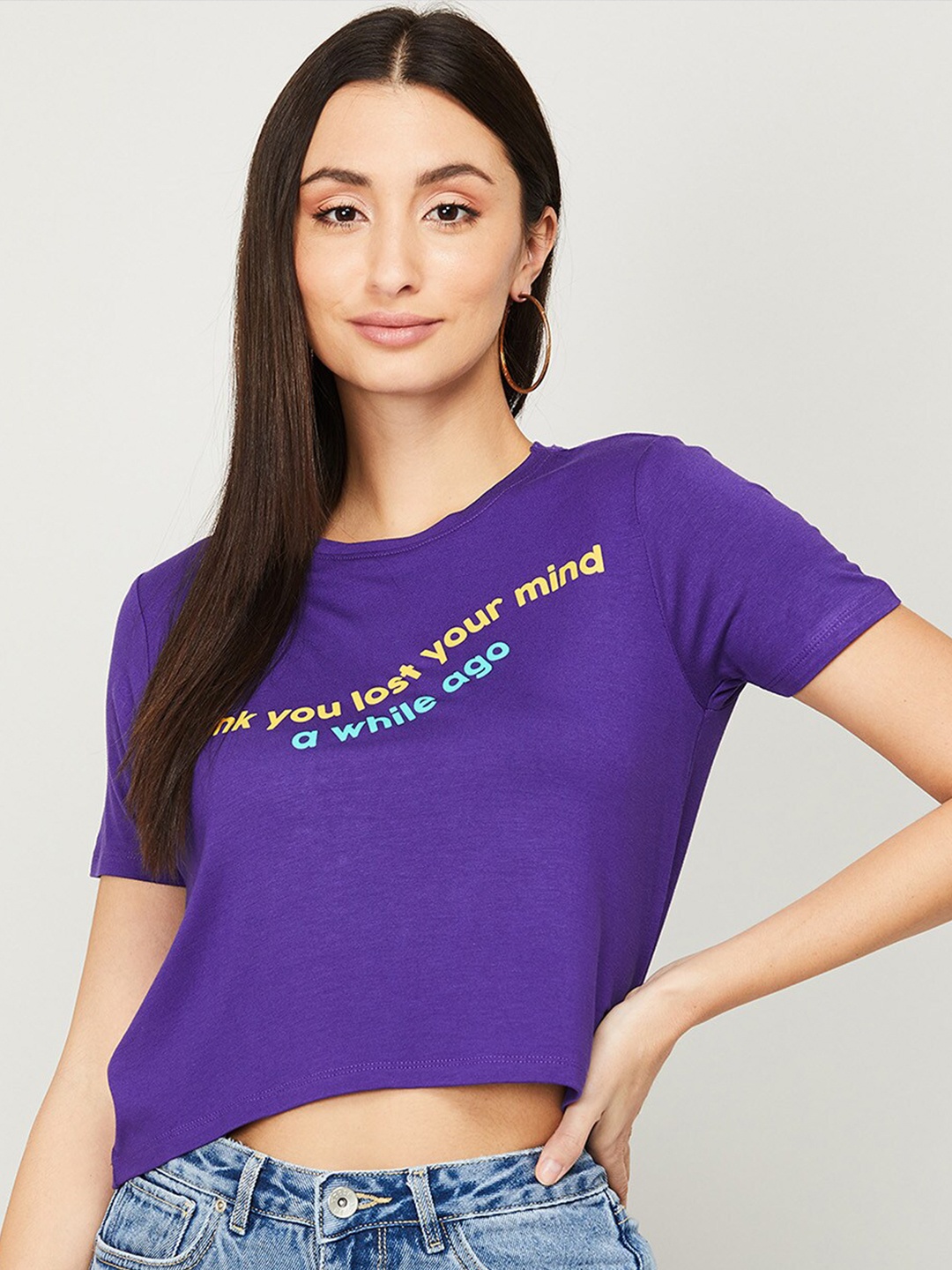 

Ginger by Lifestyle Women Blue Typography Printed T-shirt