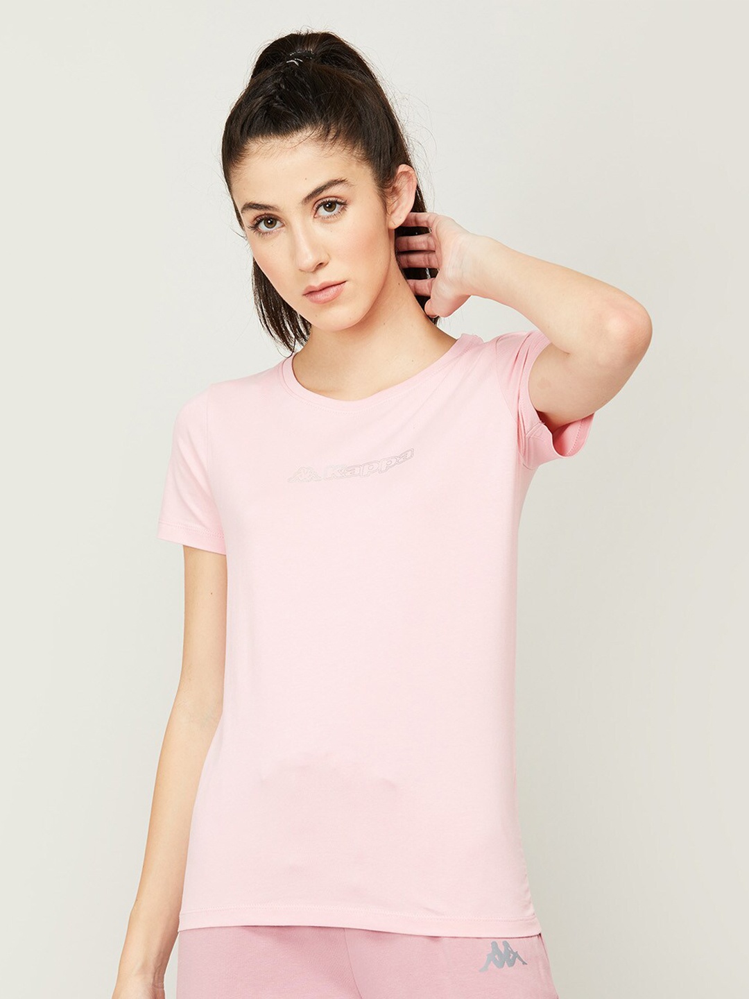 

Kappa Women Pink Typography Printed Pure Cotton T-shirt