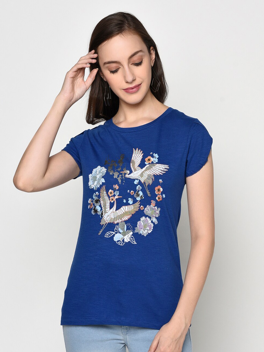 

Miss Grace Blue Floral Print Top