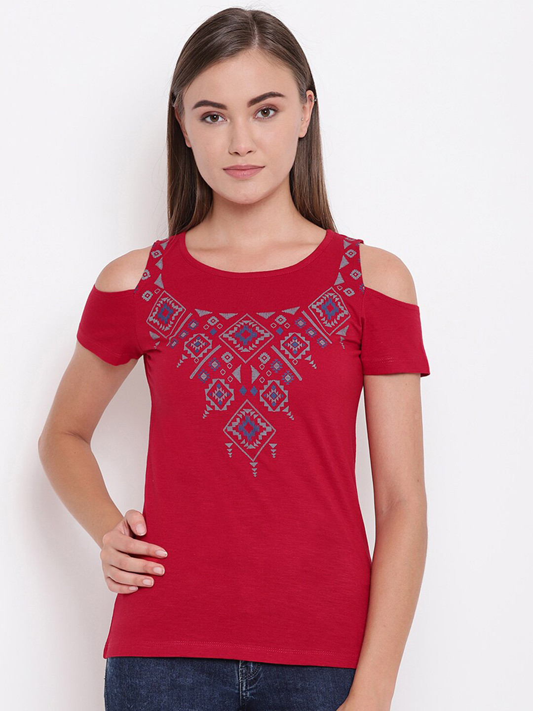 

Miss Grace Red Print Top