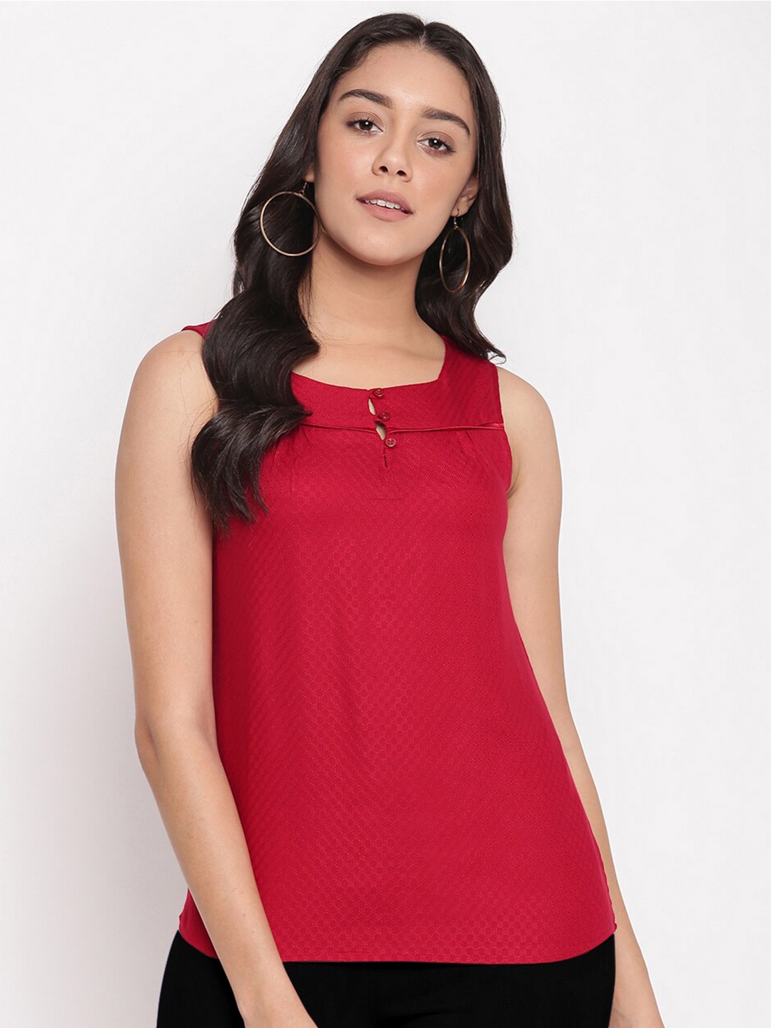 

Miss Grace Women Red Self Design Top