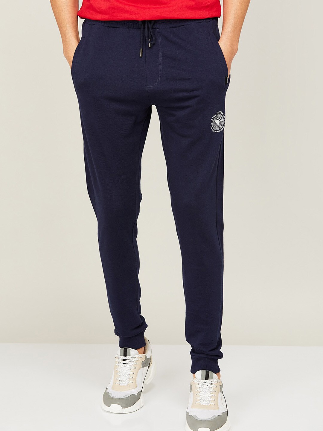 

Fame Forever by Lifestyle Men Navy Blue Slim-Fit Cotton Track Pants