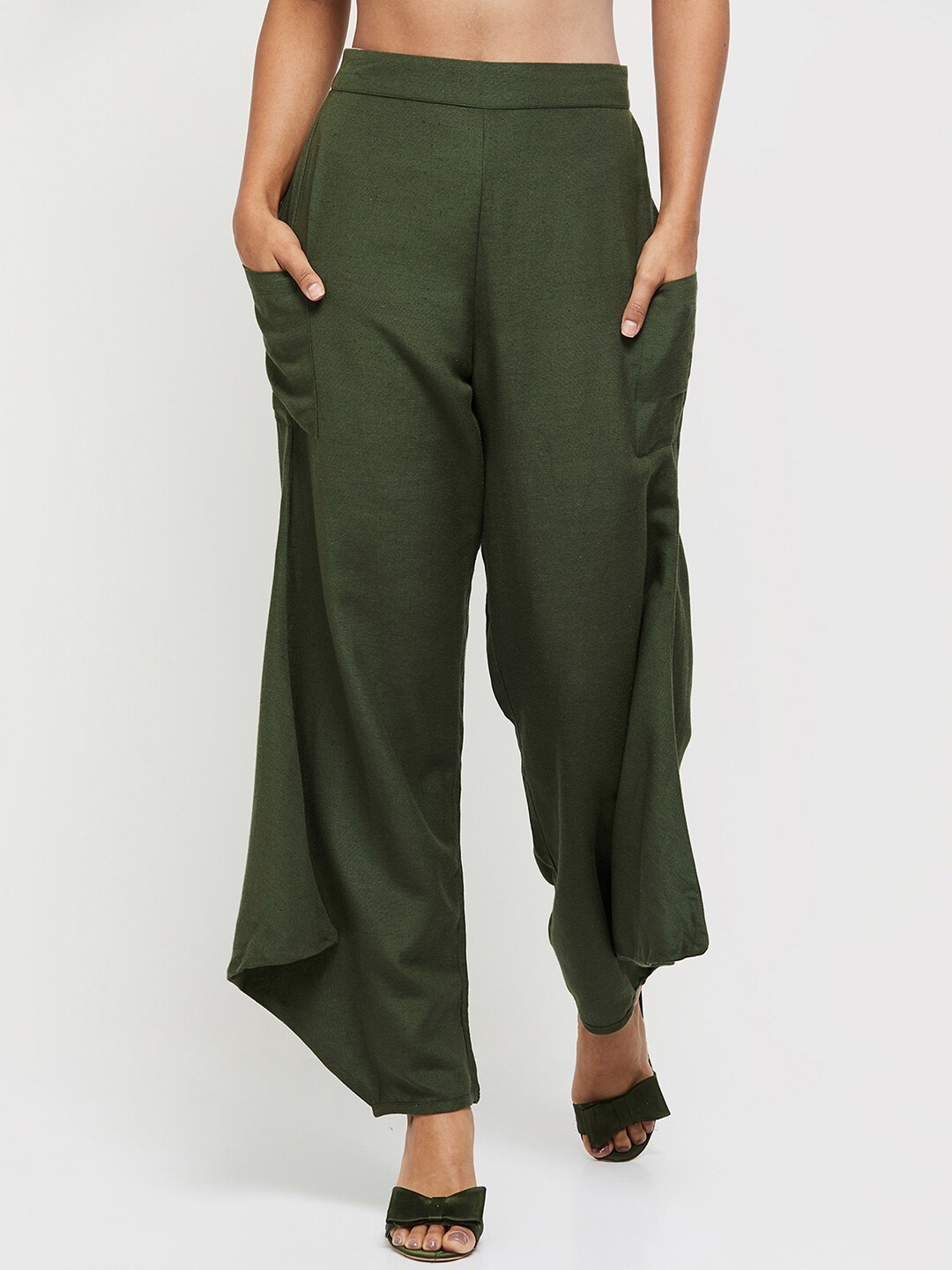 

max Women Olive Green Palazzos