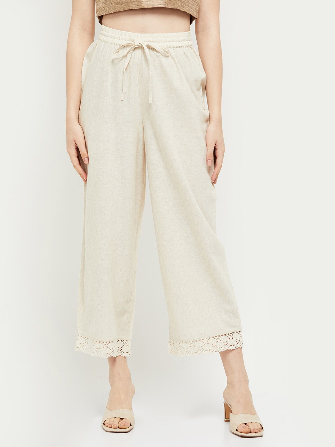 

max Women Off White Ethnic Palazzos