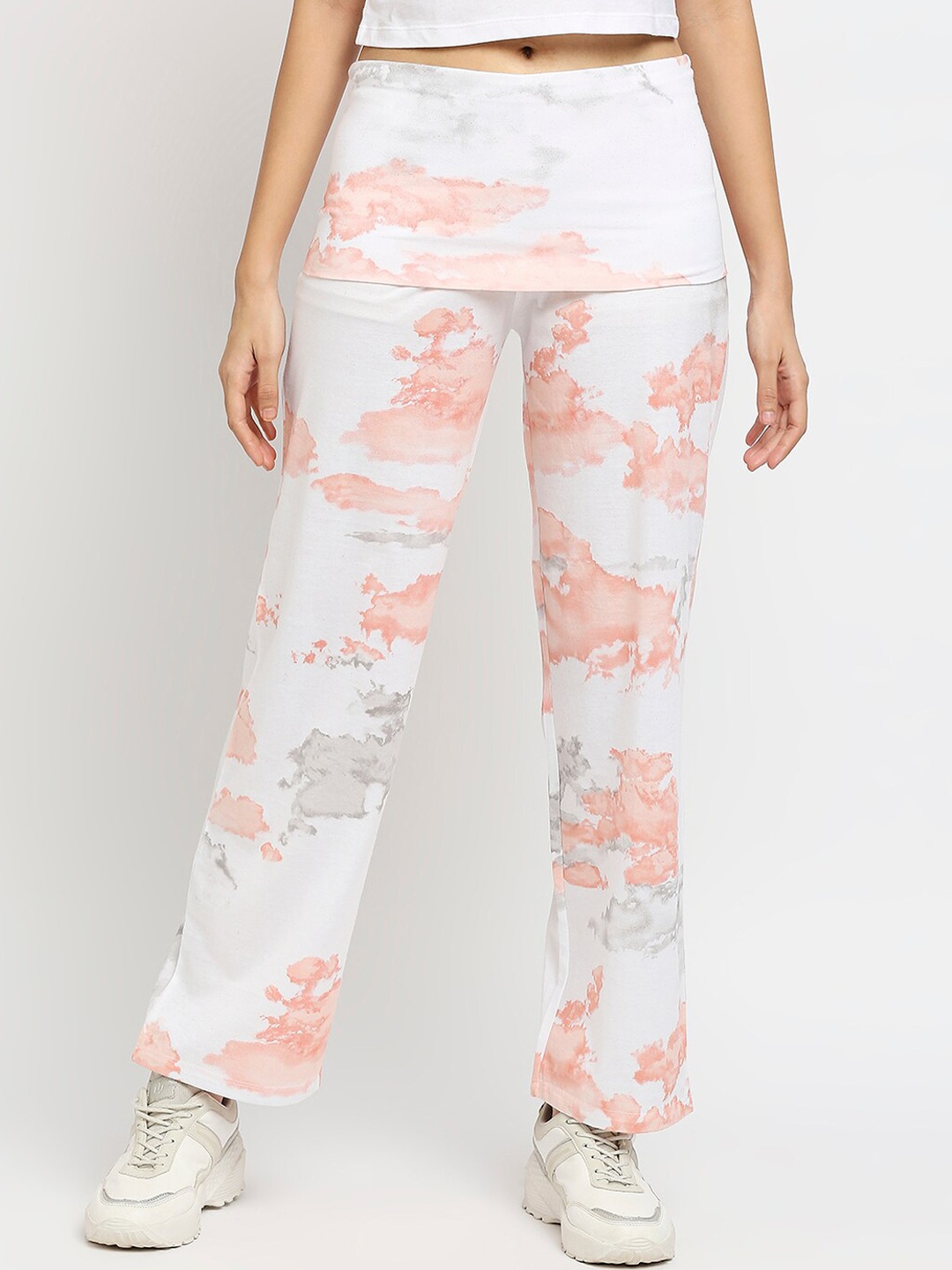 

effy Women White Printed Organic Cotton Track Pants