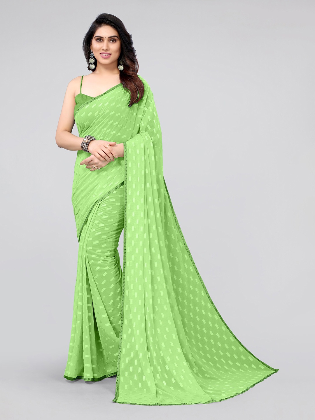 

MIRCHI FASHION Green Georgette Beads and Stones Saree