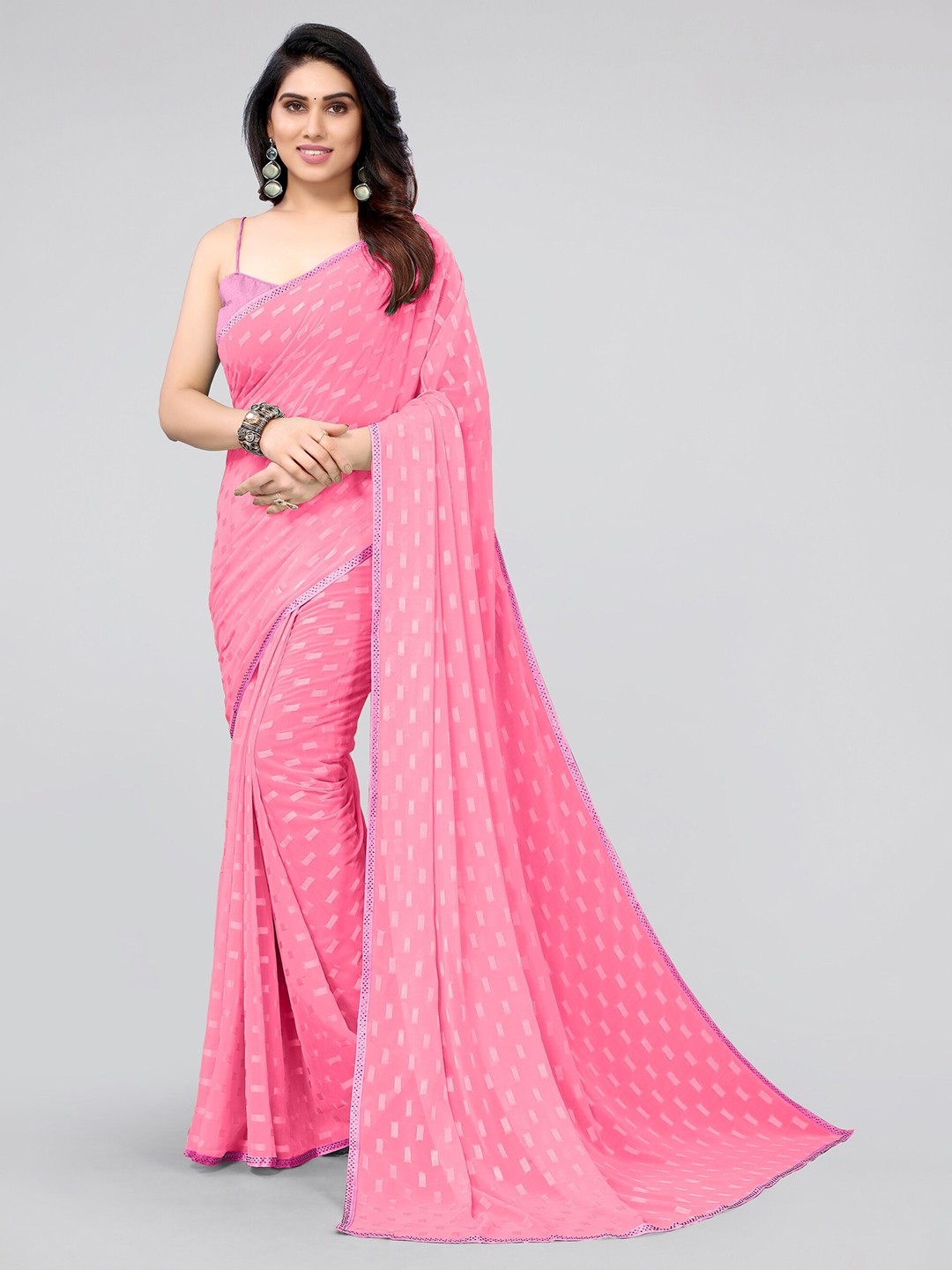 

MIRCHI FASHION Pink Patchwork Saree