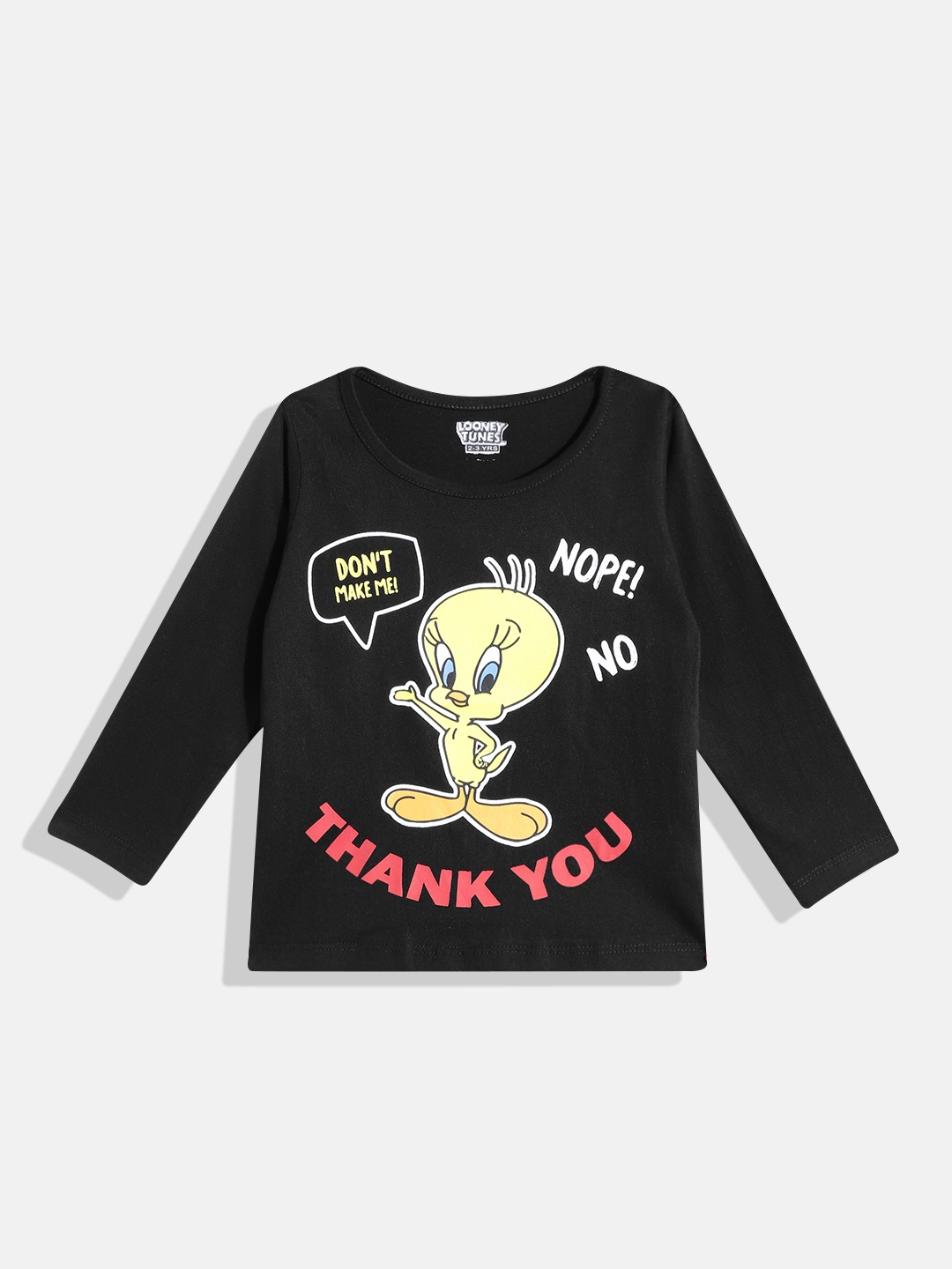 

Eteenz Girls Tweety Printed Pure Cotton T-shirt, Black