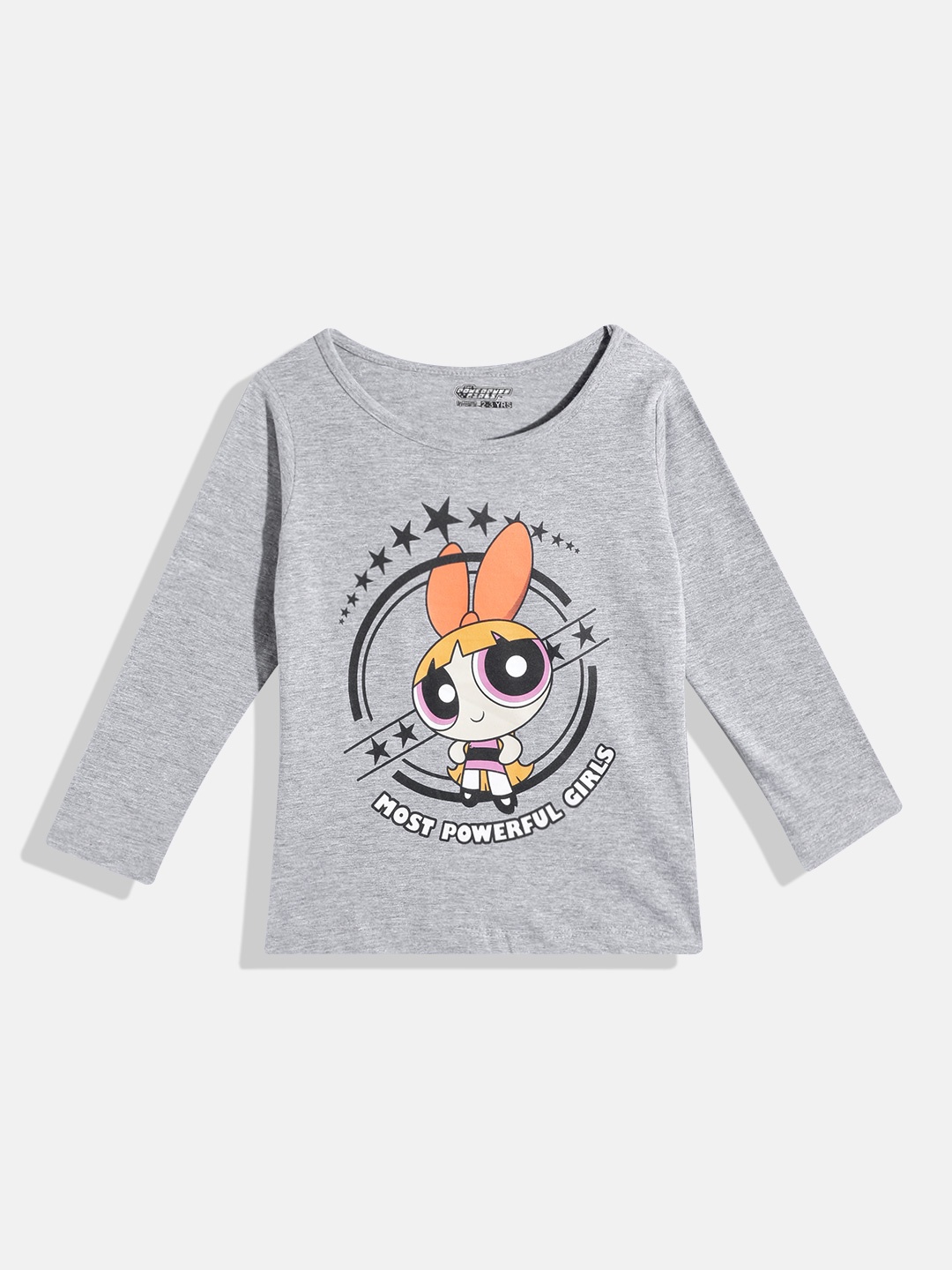 

Eteenz Girls Powerpuff Girls Printed T-shirt, Grey