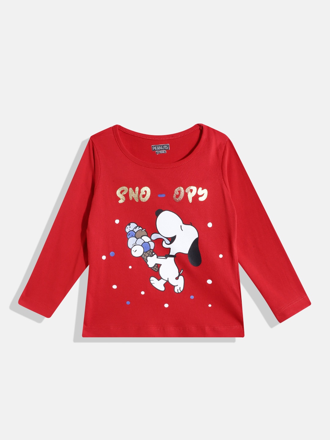 

Eteenz Girls Snoopy Printed Pure Cotton T-shirt, Red