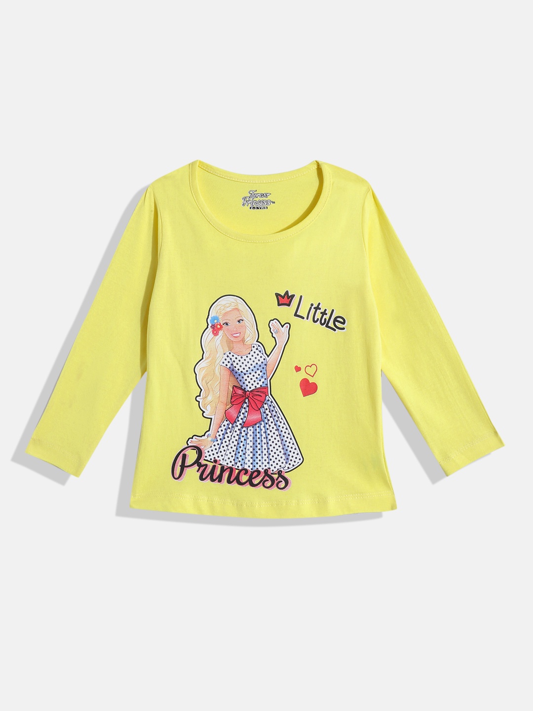 

Eteenz Girls Printed Pure Cotton T-shirt, Yellow