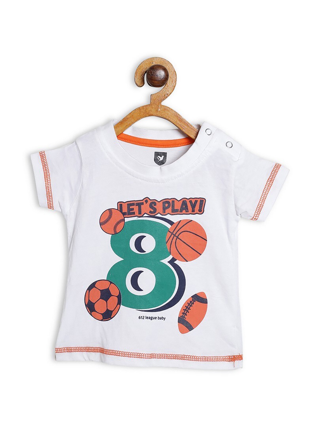 

612League Boys White Printed Cotton T-shirt
