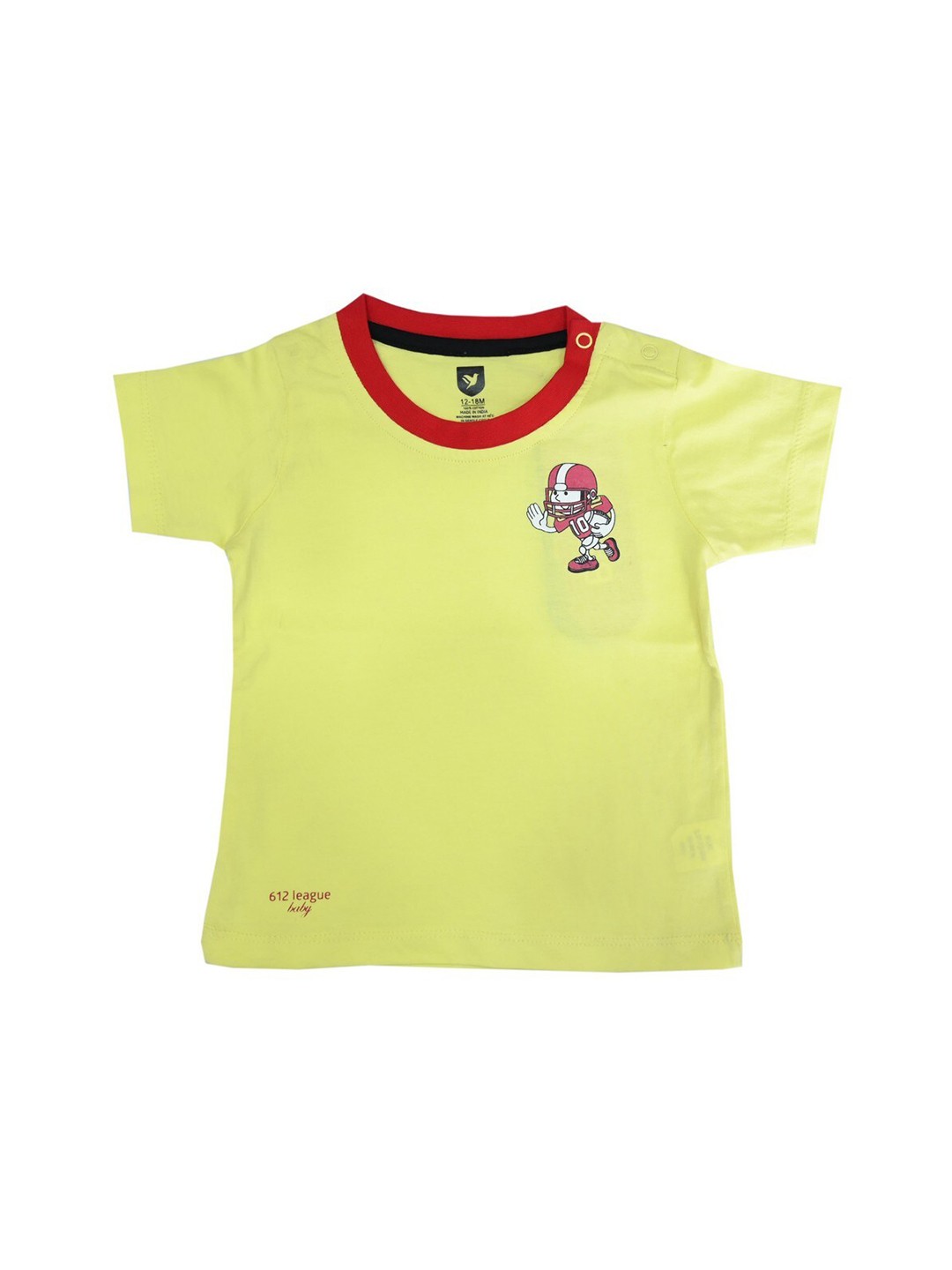 

612League Boys Yellow Cotton Round Neck T-shirt