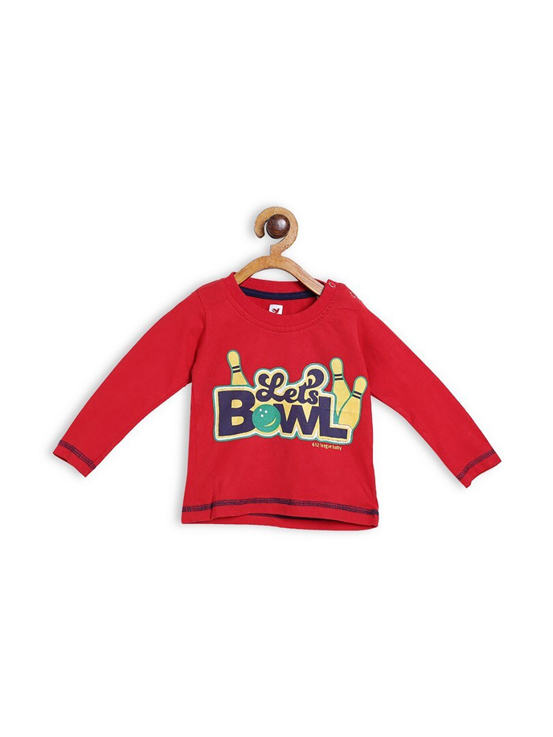 

612League Boys Red Typography Printed Cotton T-shirt