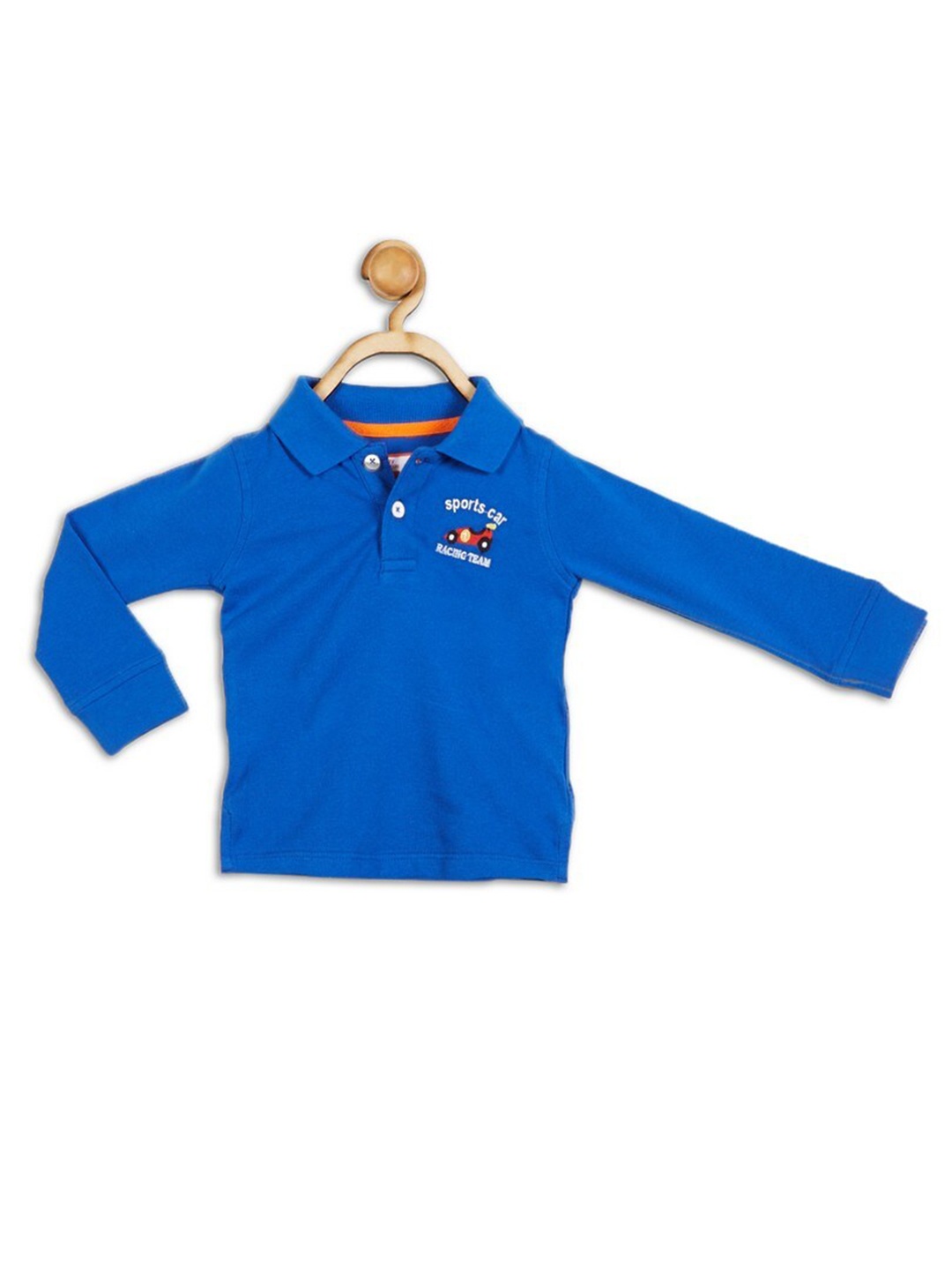 

612League Boys Blue Colourblocked Polo Collar Applique T-shirt