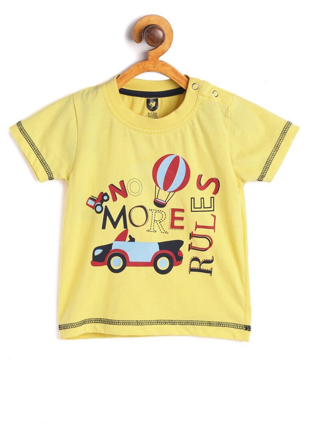 

612League Boys Yellow Typography Printed Cotton T-shirt