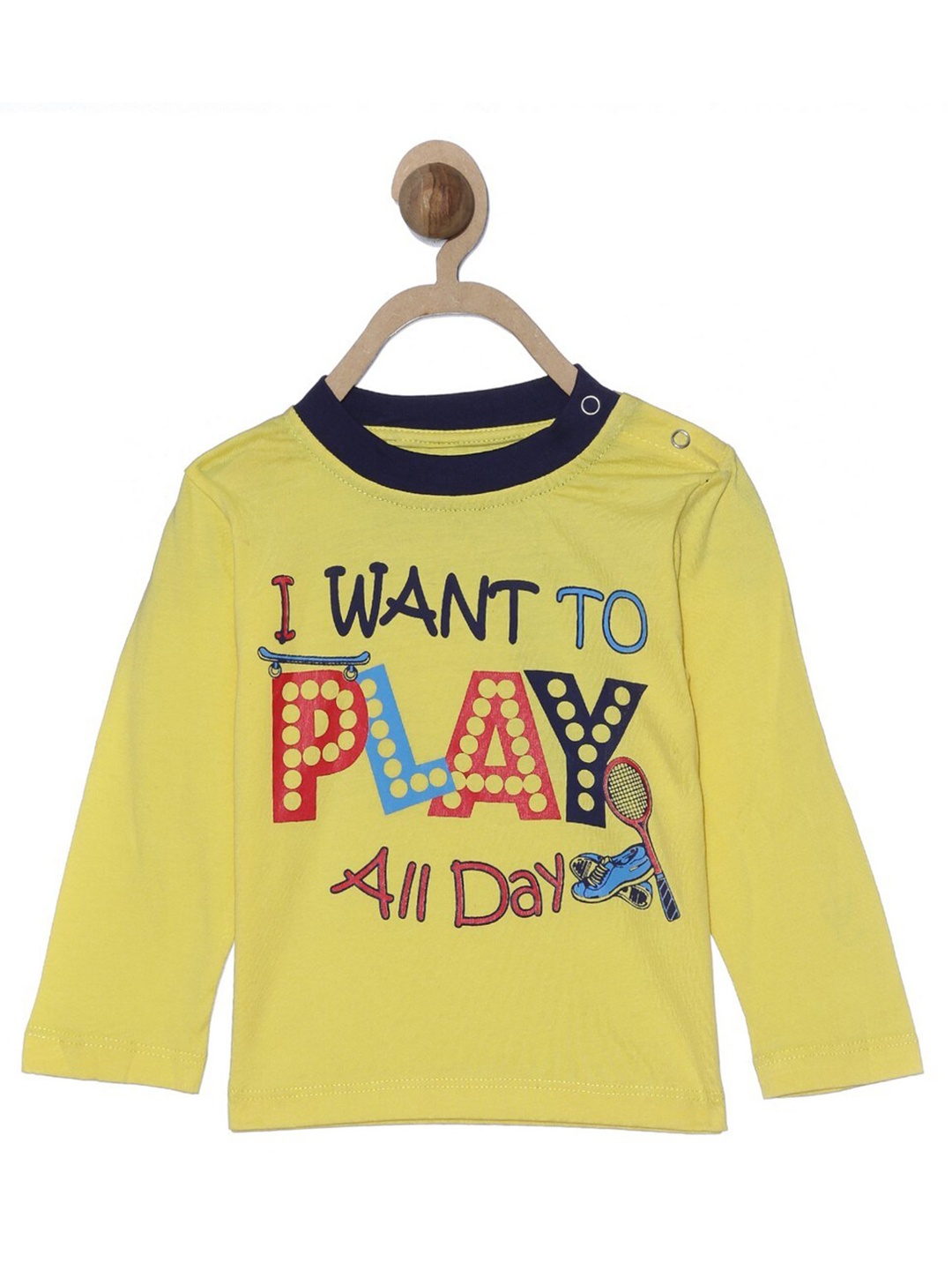 

612League Boys Yellow Typography Printed T-shirt