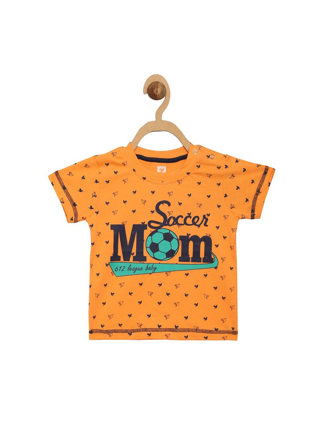 

612League Boys Orange Typography Printed Cotton T-shirt