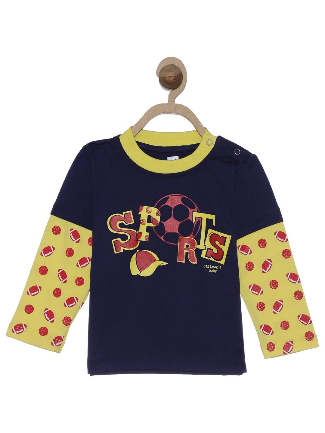 

612League Boys Blue & Yellow Printed T-shirt