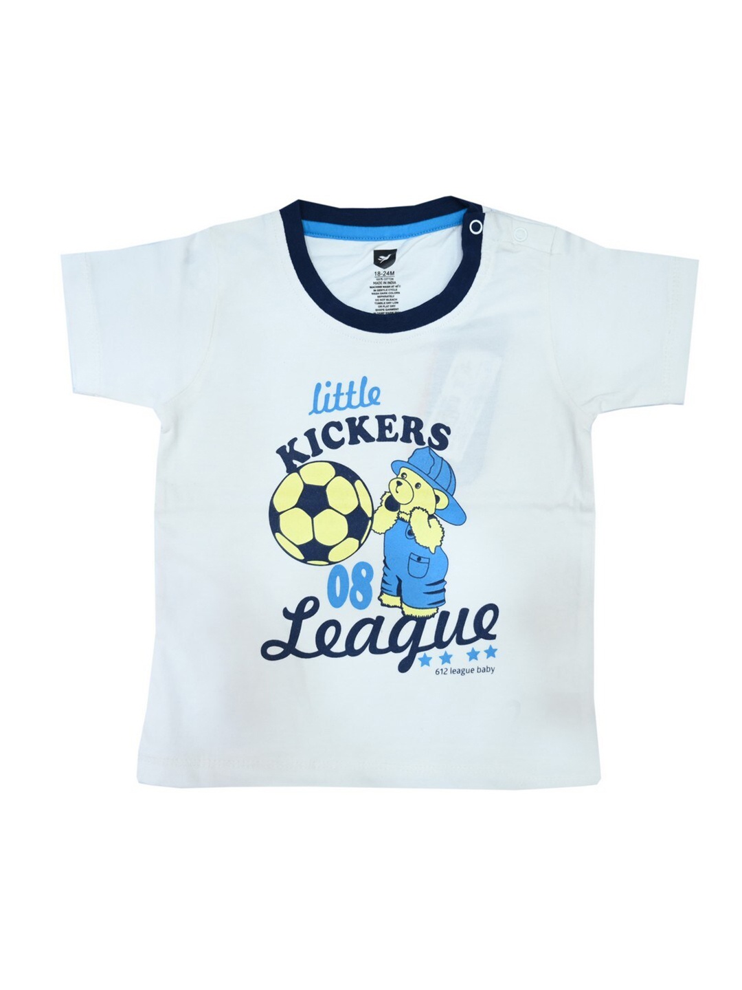 

612League Boys White Typography Printed Cotton T-shirt