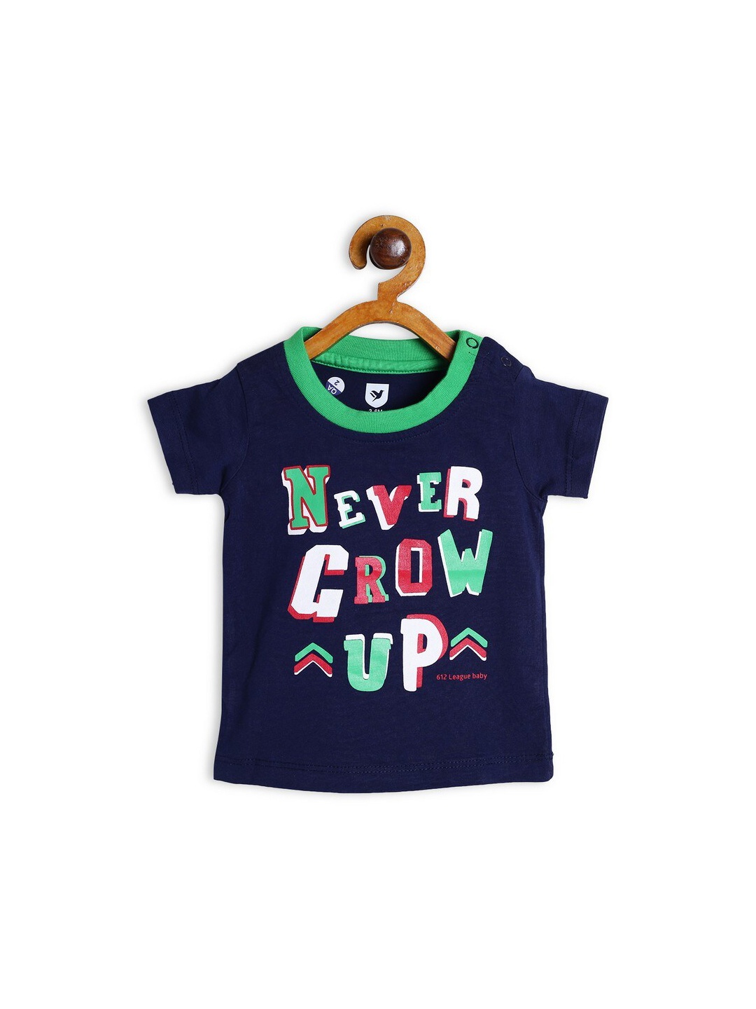 

612League Boys Blue Typography Printed T-shirt