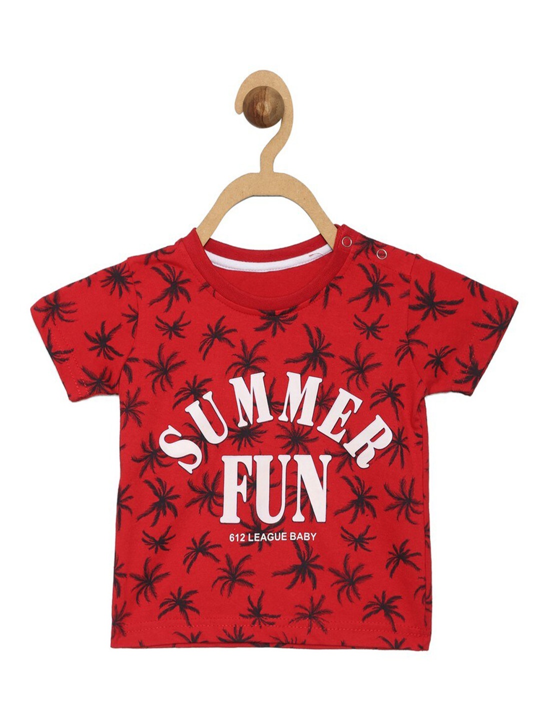 

612League Boys Red Typography Printed T-shirt