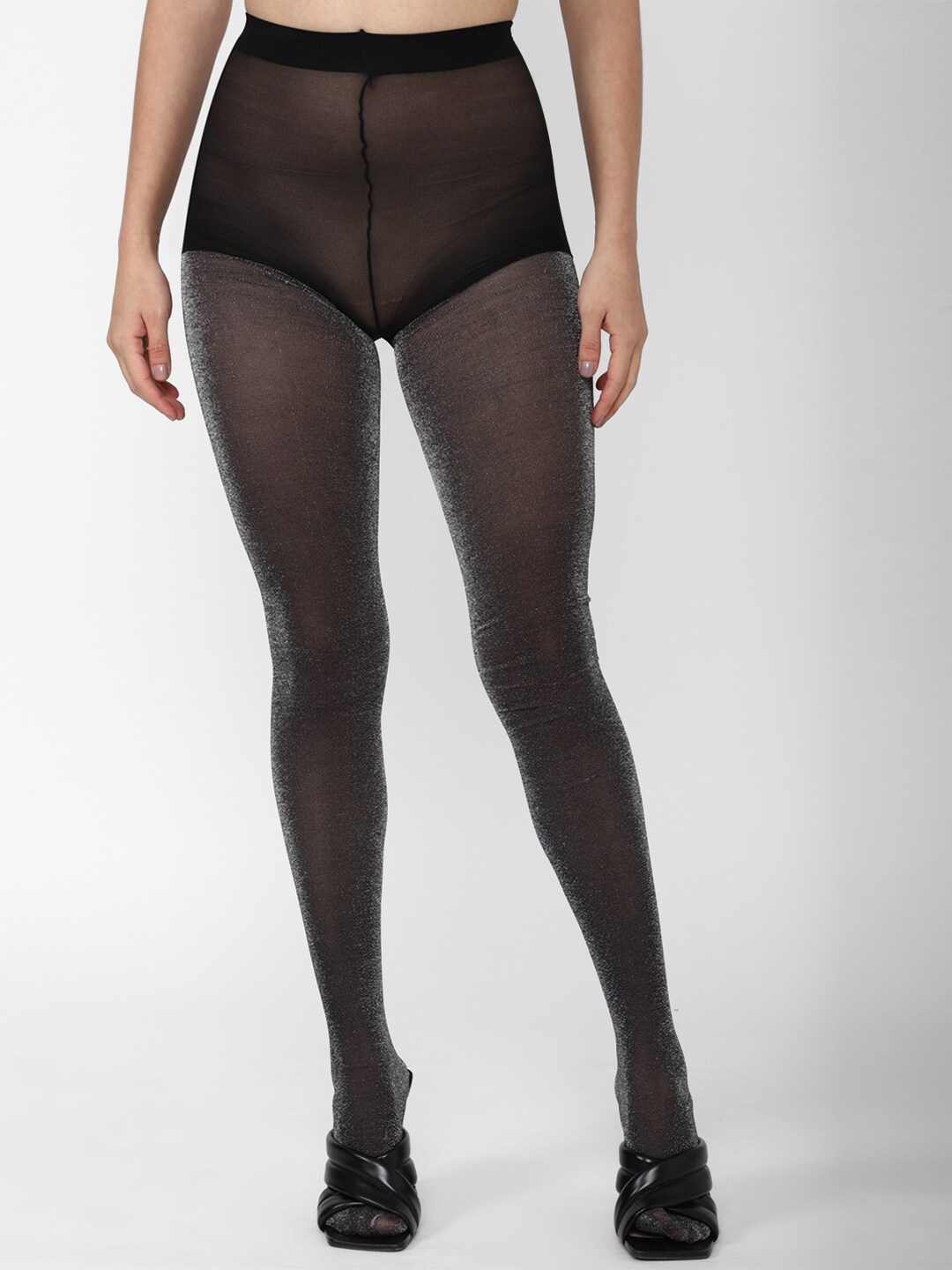 

FOREVER 21 Women Black Solid Tights
