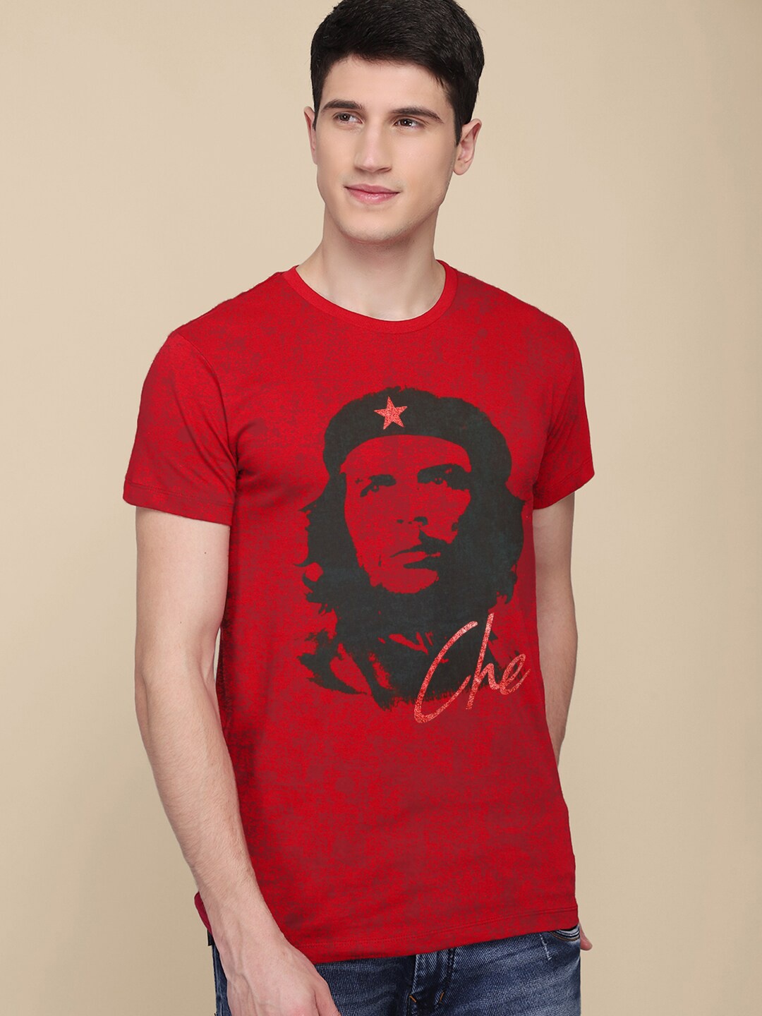 

Free Authority Men Red Che Guevara Printed T-shirt