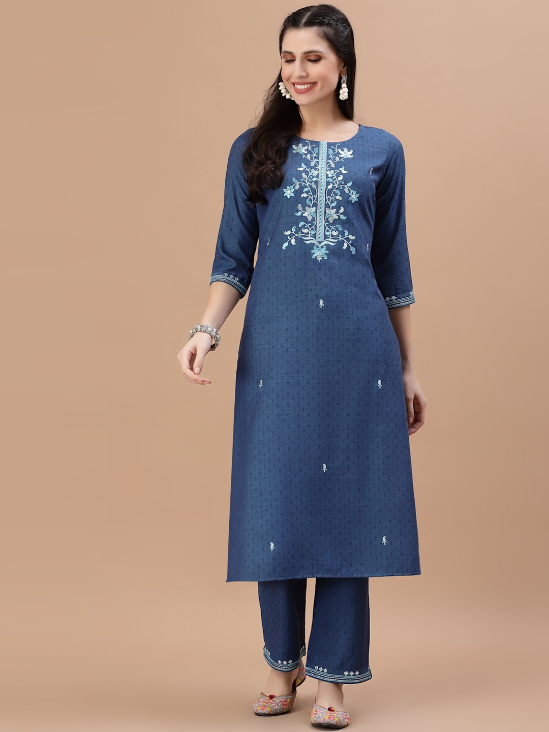 

Smiro Women Blue Kurta with Trousers