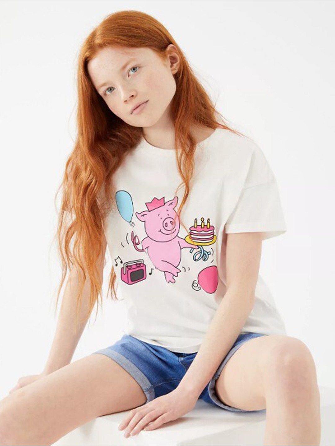 

Marks & Spencer Girls White Print Pure Cotton Top