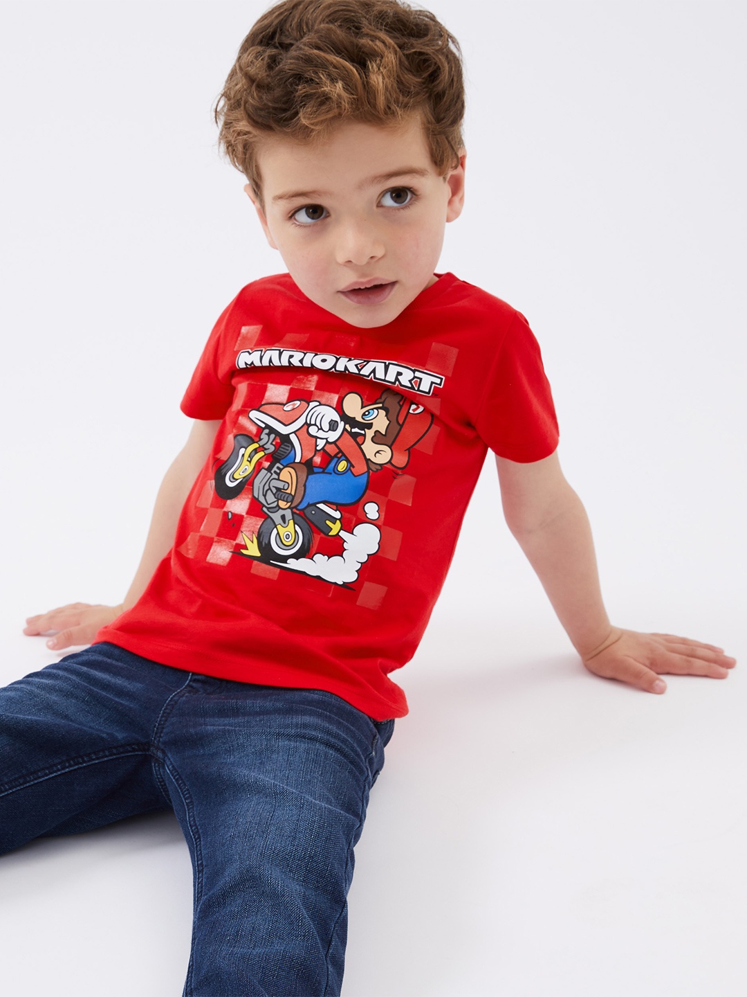 

Marks & Spencer Girls Red Super Mario Printed Cotton T-shirt