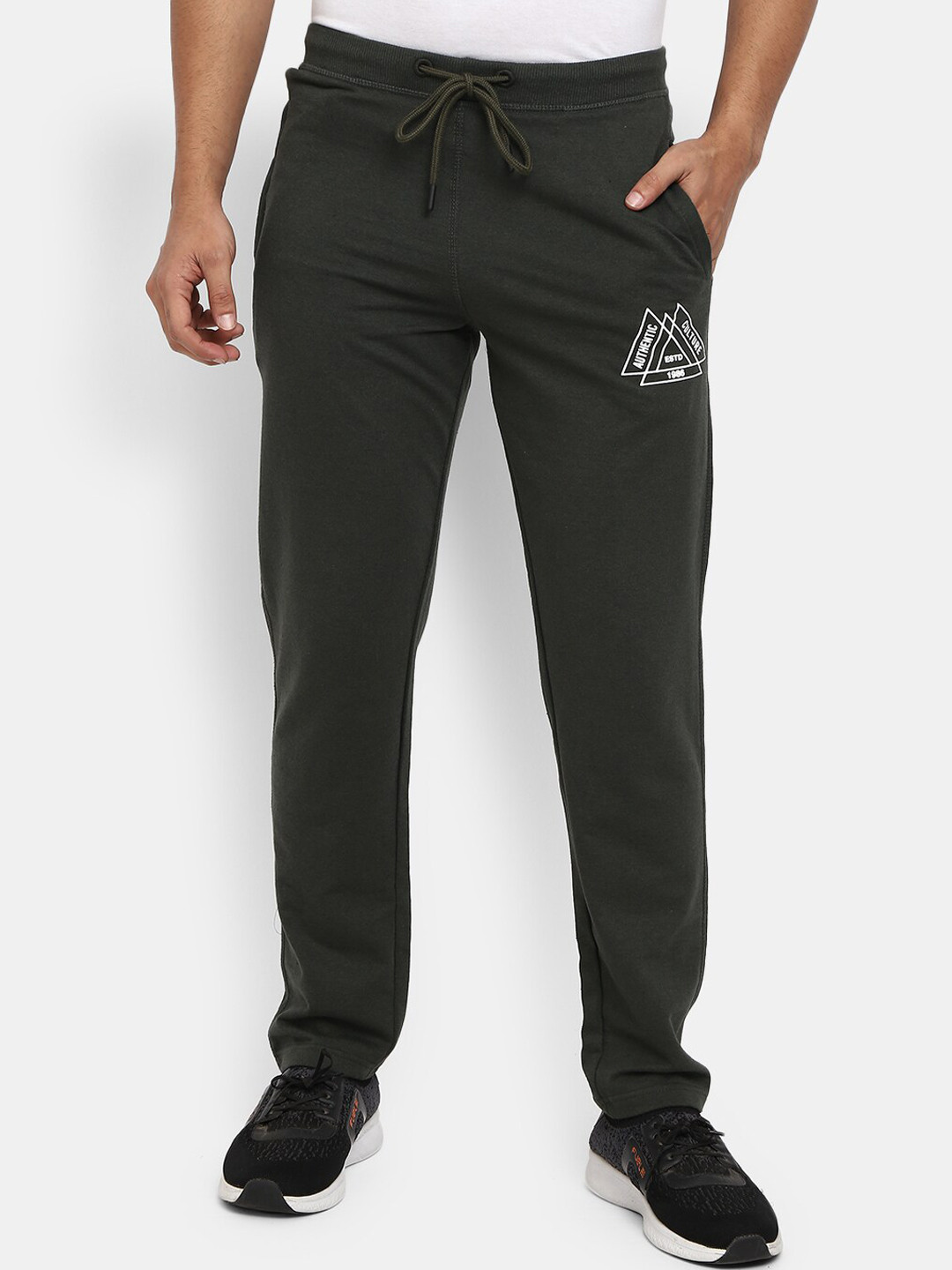 

V-Mart Men Olive Green Solid Track Pants