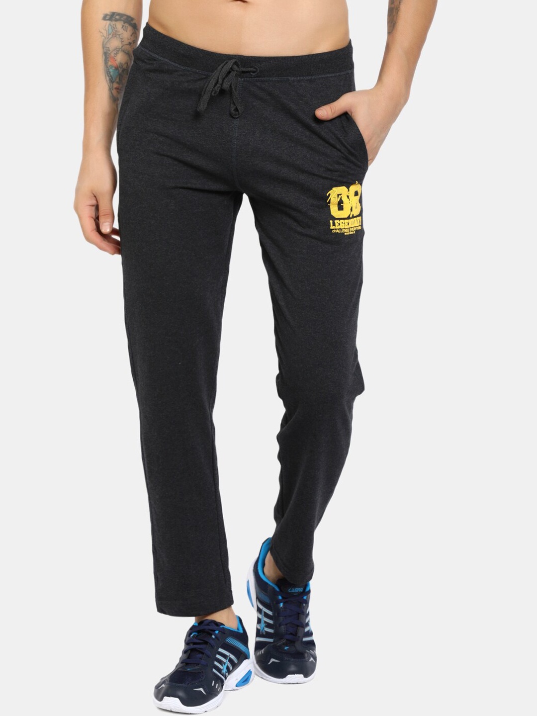 

V-Mart Men Grey Melange Solid Cotton Track Pants