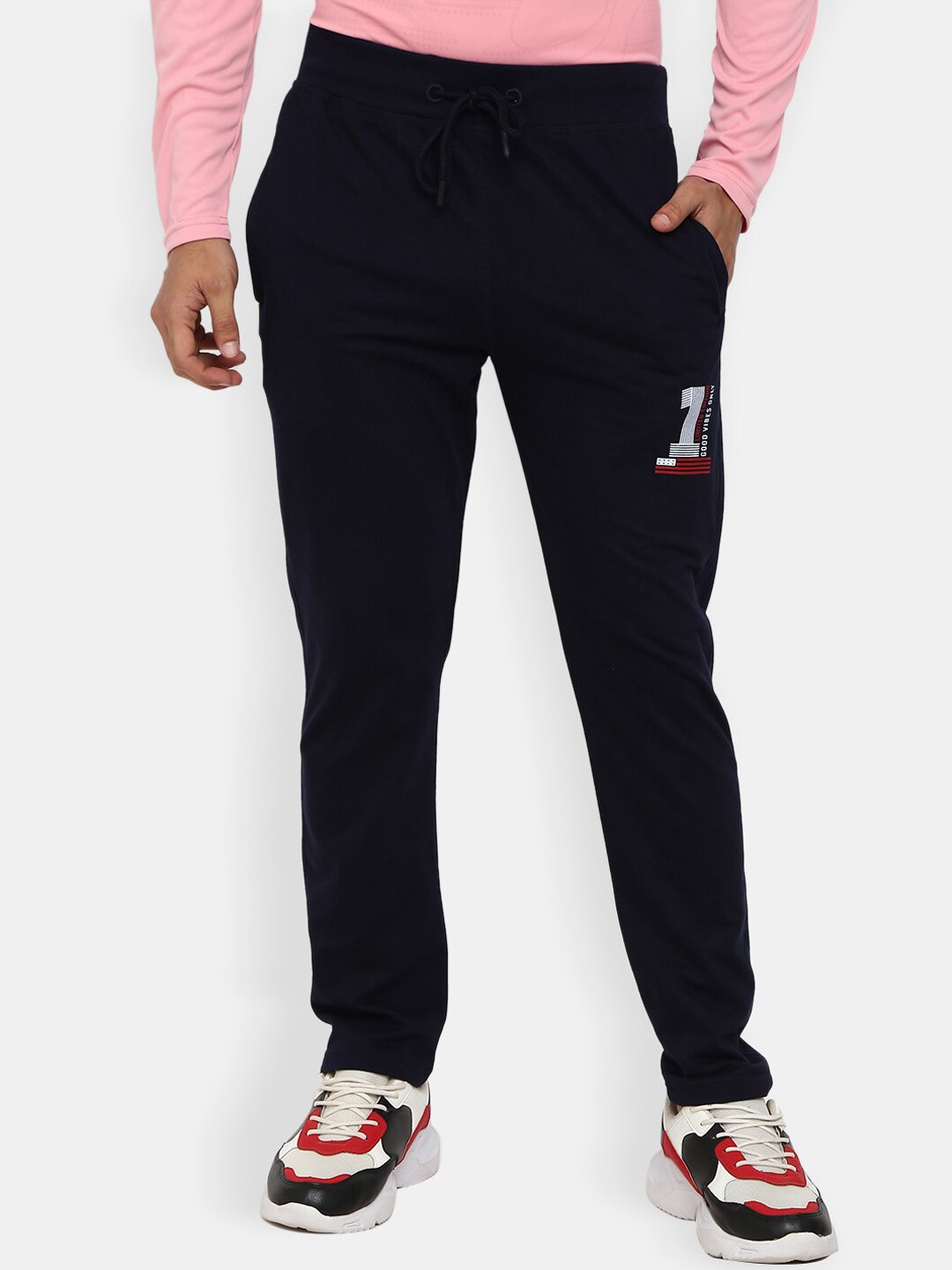 

V-Mart Men Navy Blue Solid Cotton Terry Track Pant