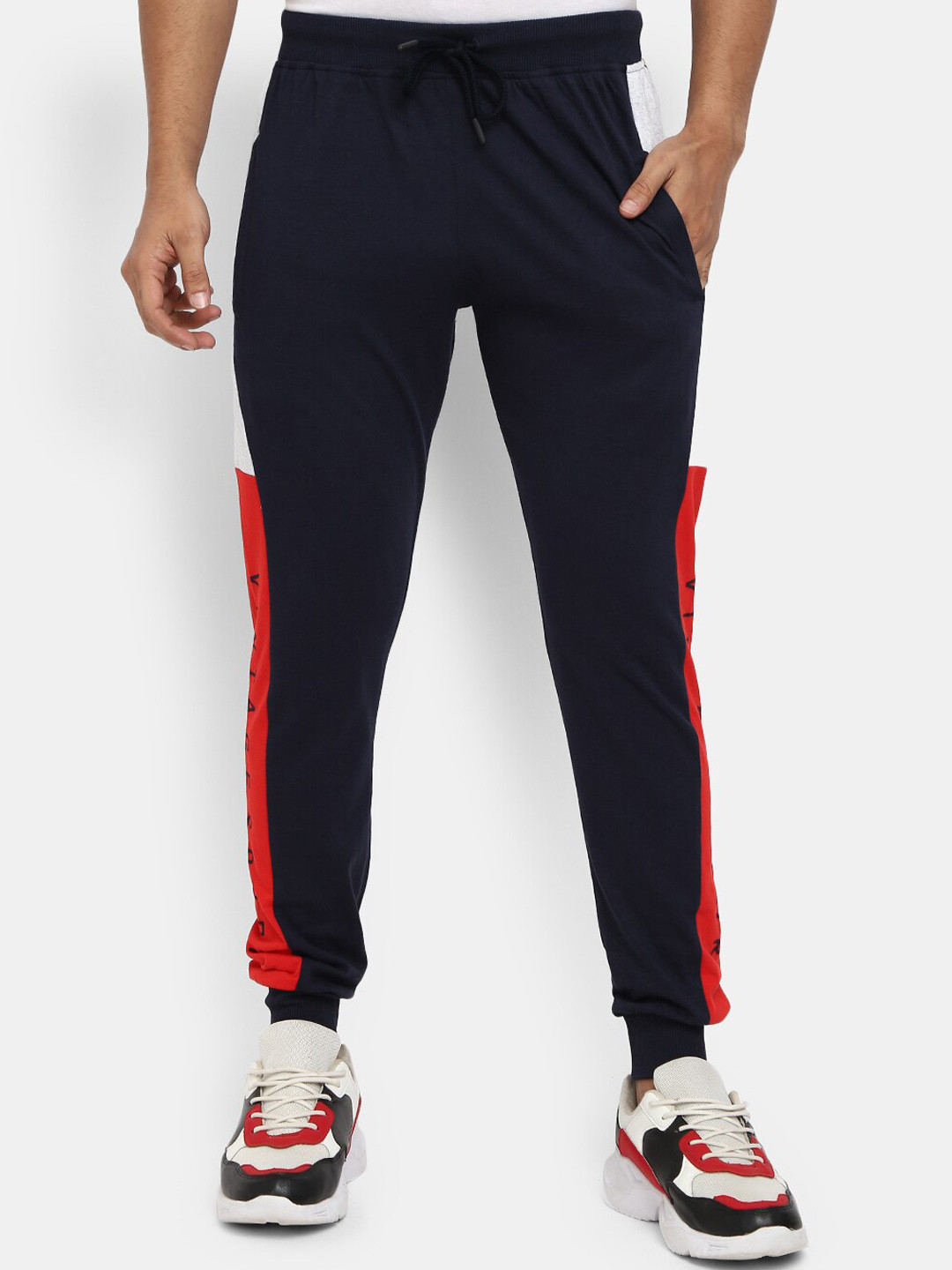 

V-Mart Men Navy Blue Solid Cotton Joggers