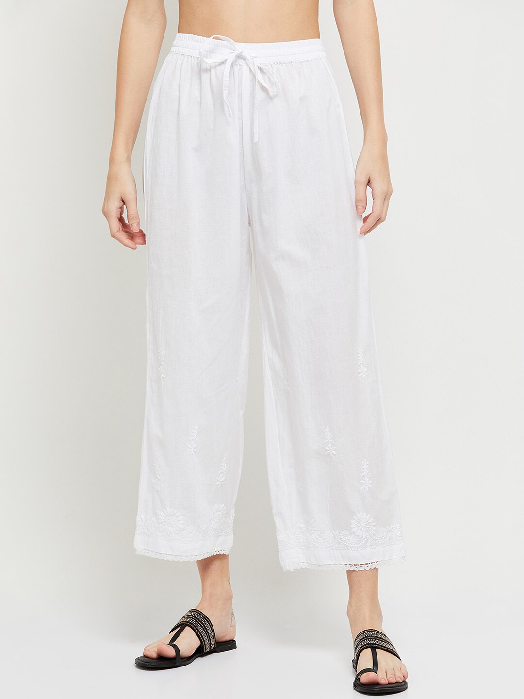 

max Women Off White Ethnic Straight Palazzos