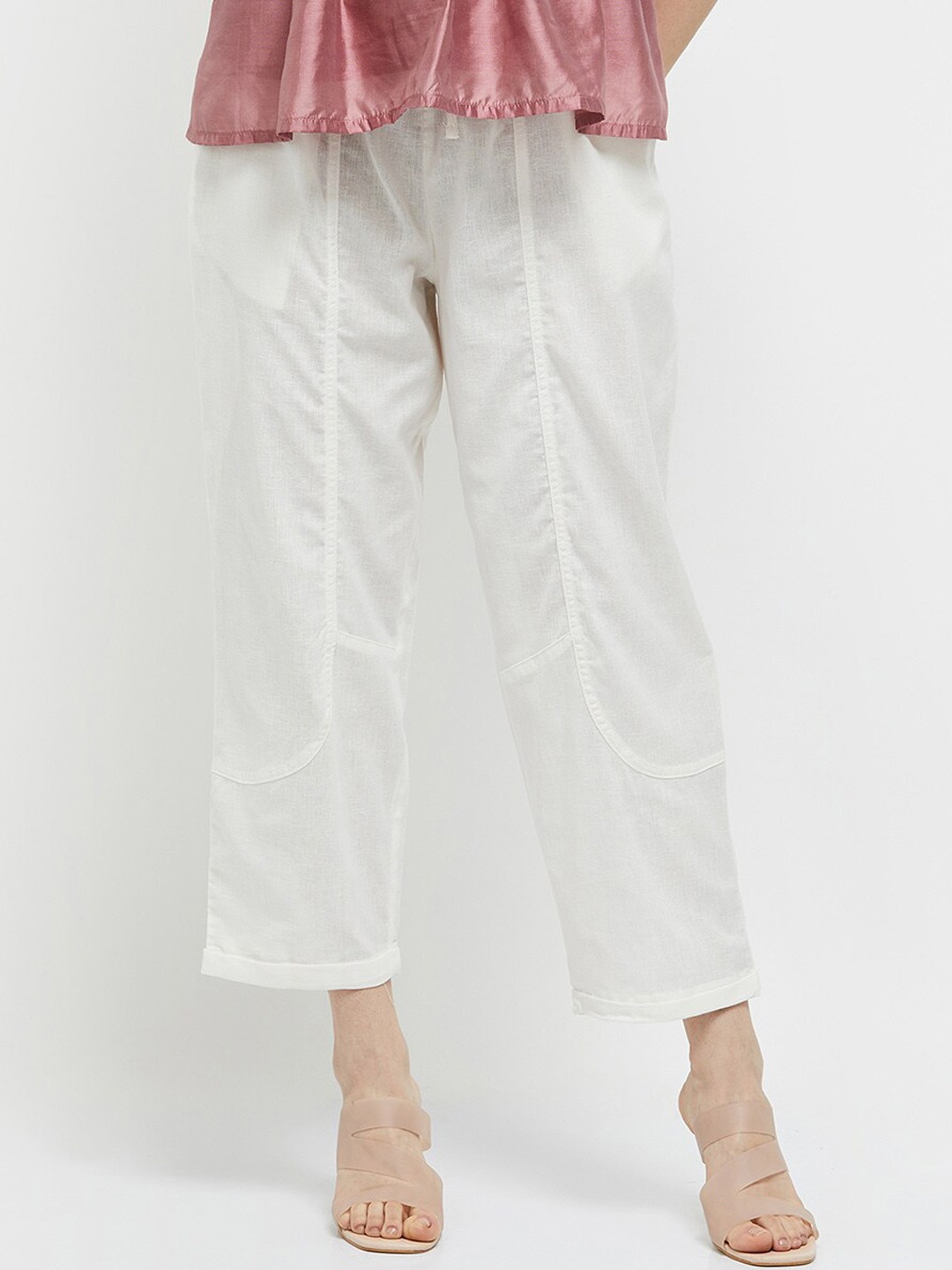 

max Women Off White Straight Fit Trousers