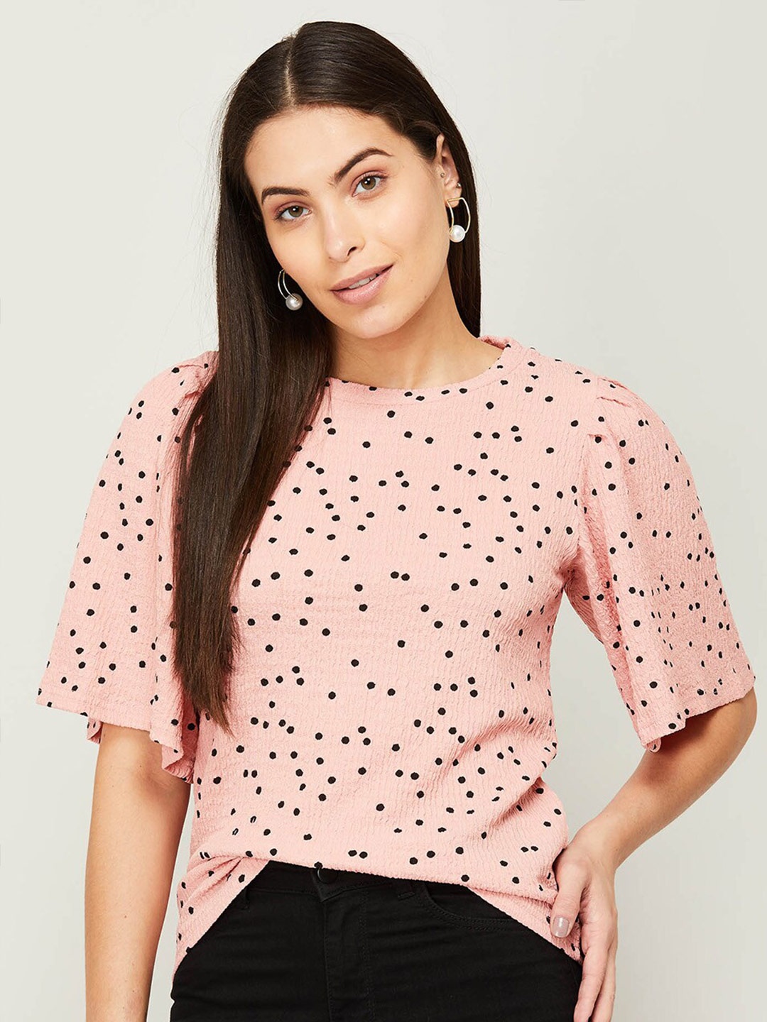 

CODE by Lifestyle Pink Printed Polka Dots Top