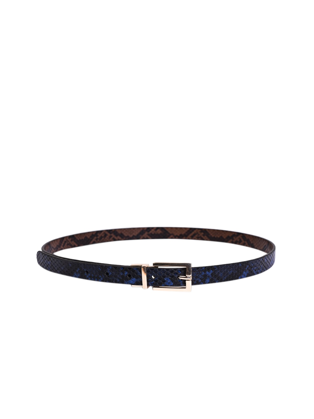 

Belwaba Women Navy Blue Textured PU Reversible Belt