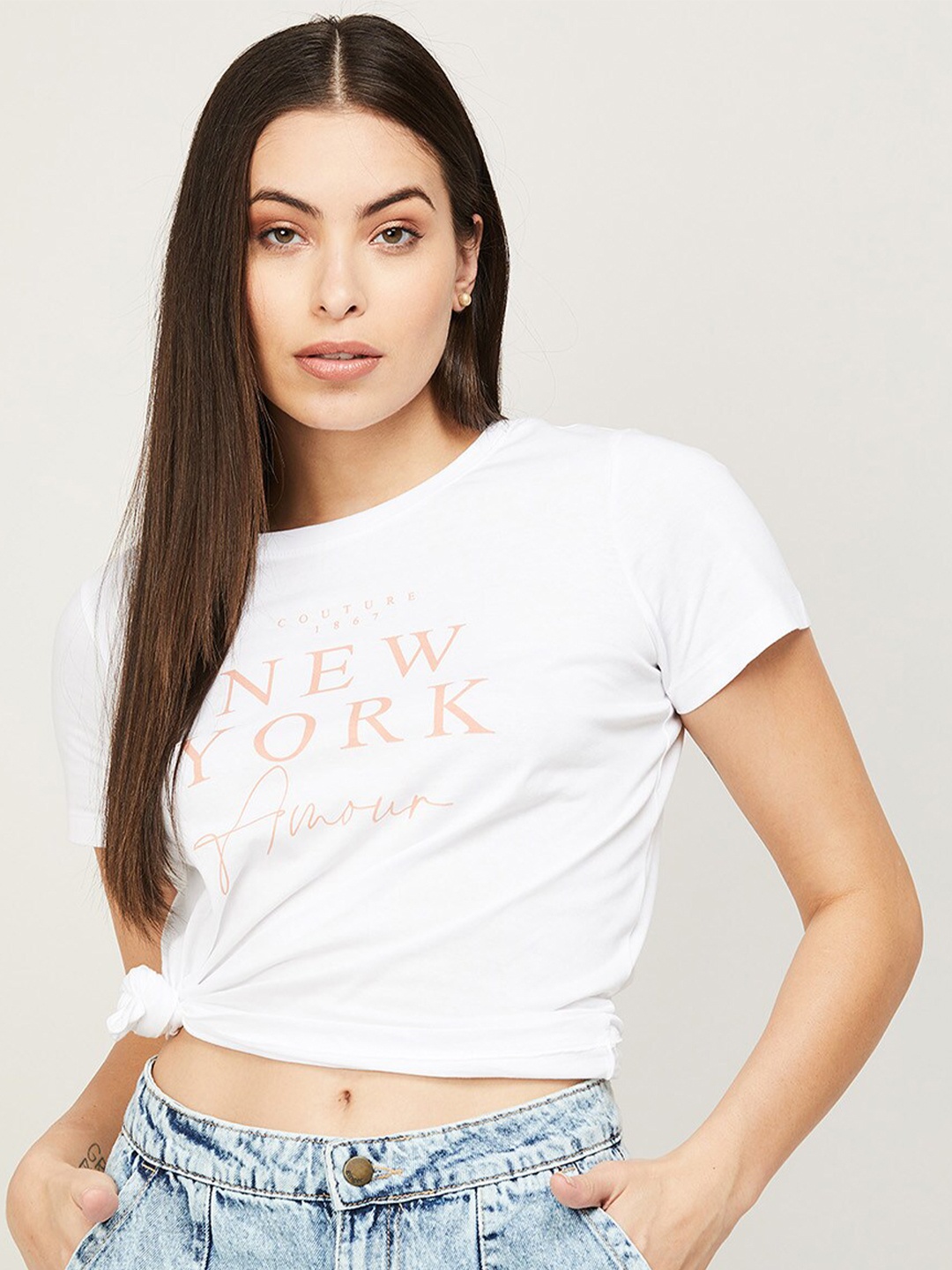 

Fame Forever by Lifestyle White Printed Regular Top