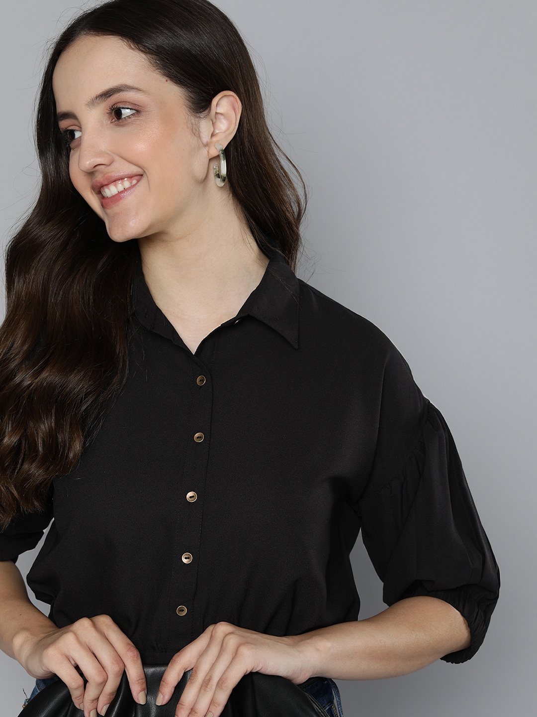 

Flying Machine Women Solid Casual Shirt, Black