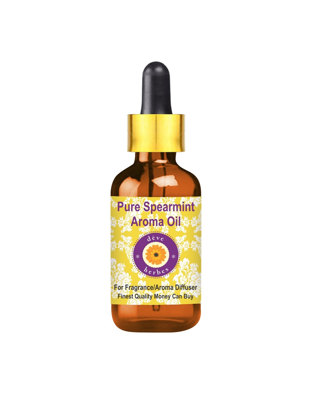 

Deve Herbes Pure Spearmint Aroma Oil with Glass Dropper - 30ml, Yellow