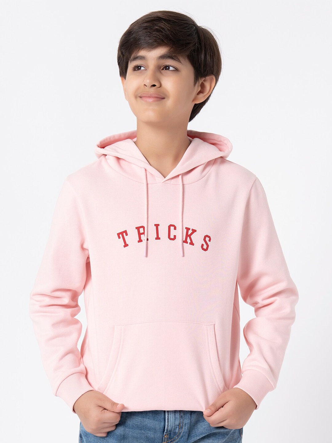

Red Tape Unisex Kids Pink Printed Hooded Sweatshirt
