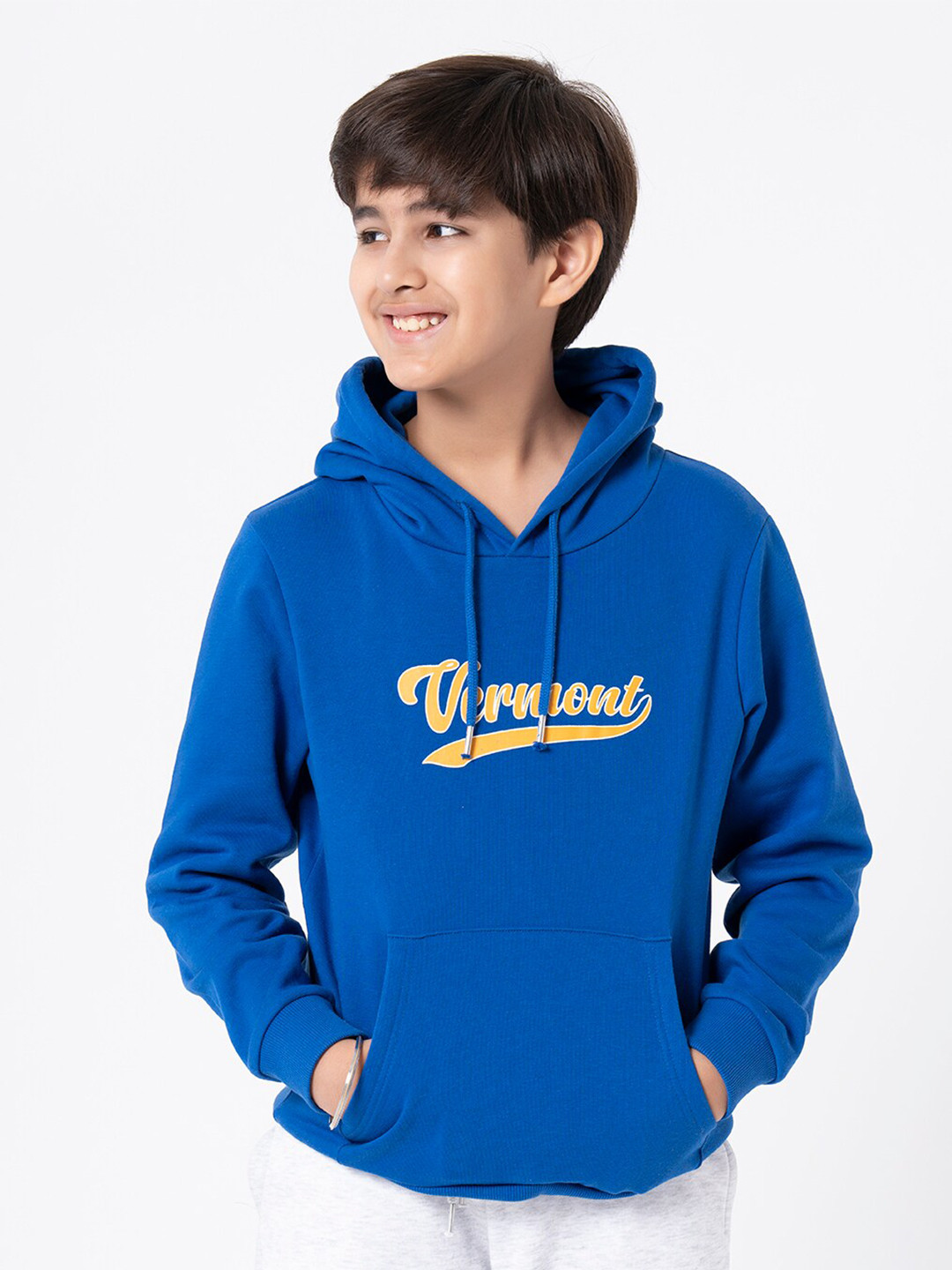 

Red Tape Unisex Kids Blue Printed Hooded Sweatshirt