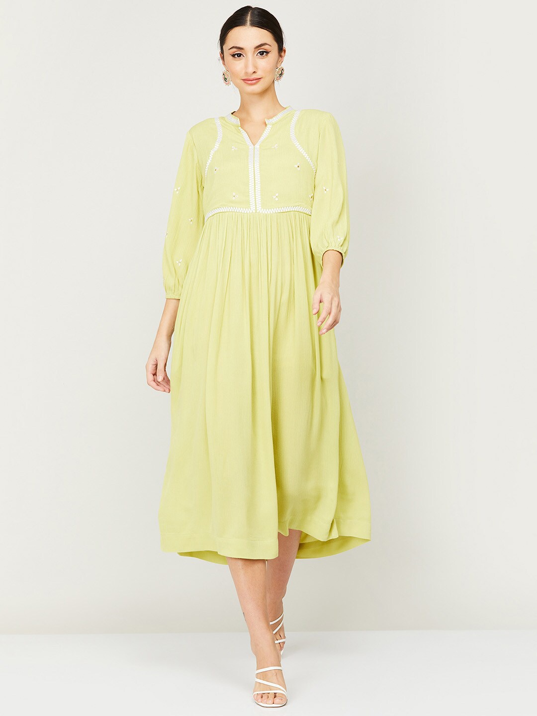

Colour Me by Melange Women Yellow Midi Dress