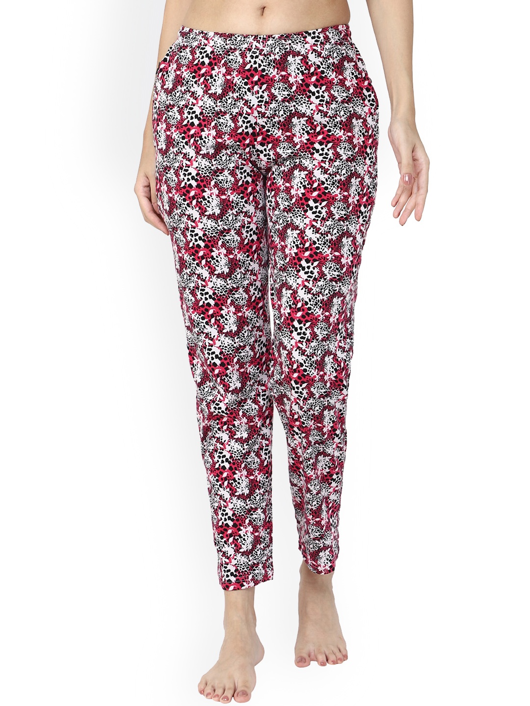 

DYCA Women White & Pink Printed Cotton Lounge Pant
