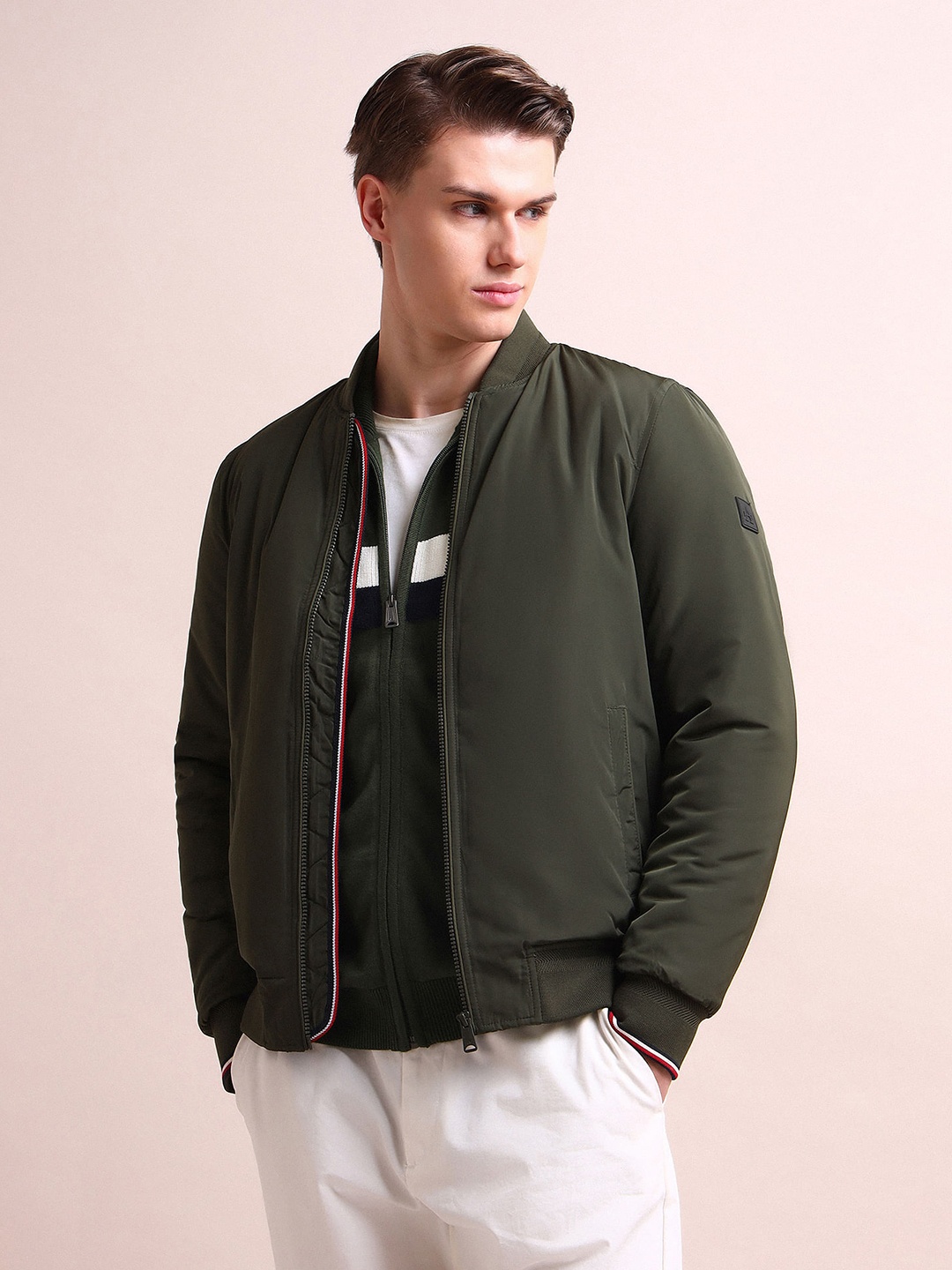

Arrow Sport Men Olive Green Bomber Jacket