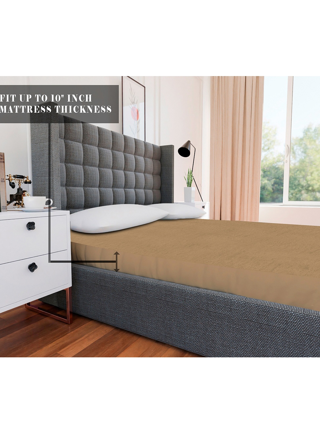 

AVI Beige Solid Single Size Waterproof Mattress Protector
