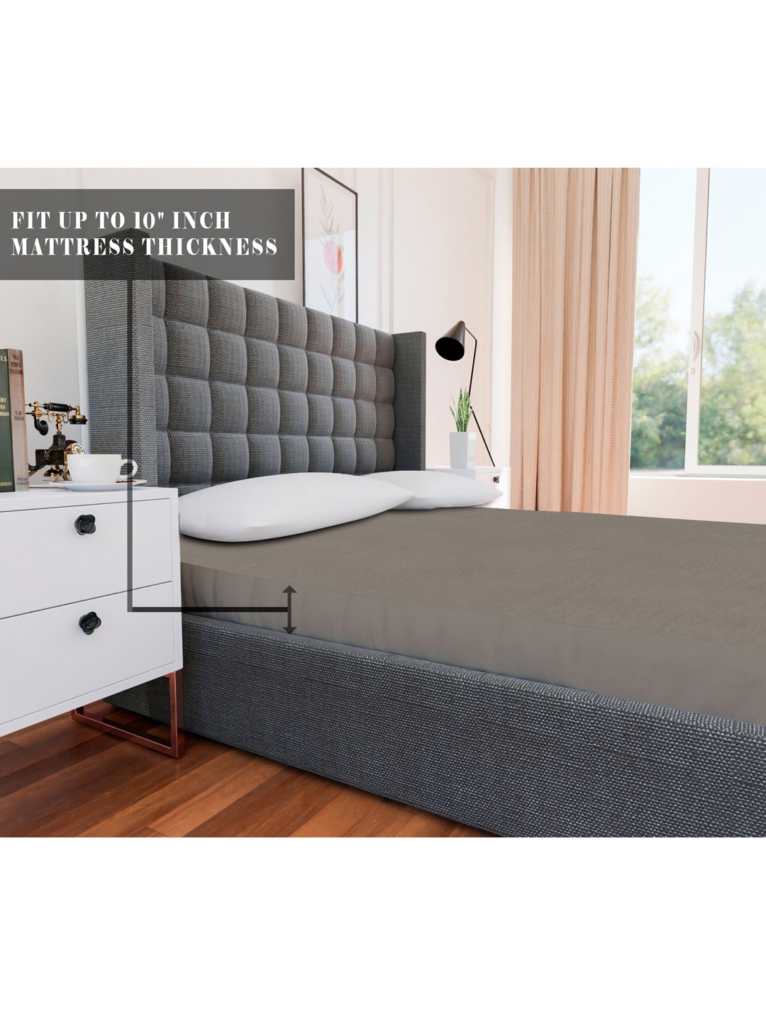 

AVI Grey Solid Single Size Waterproof Mattress Protector