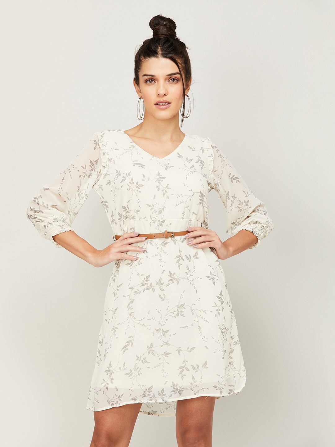 

CODE by Lifestyle Women Beige Floral A-Line Dress